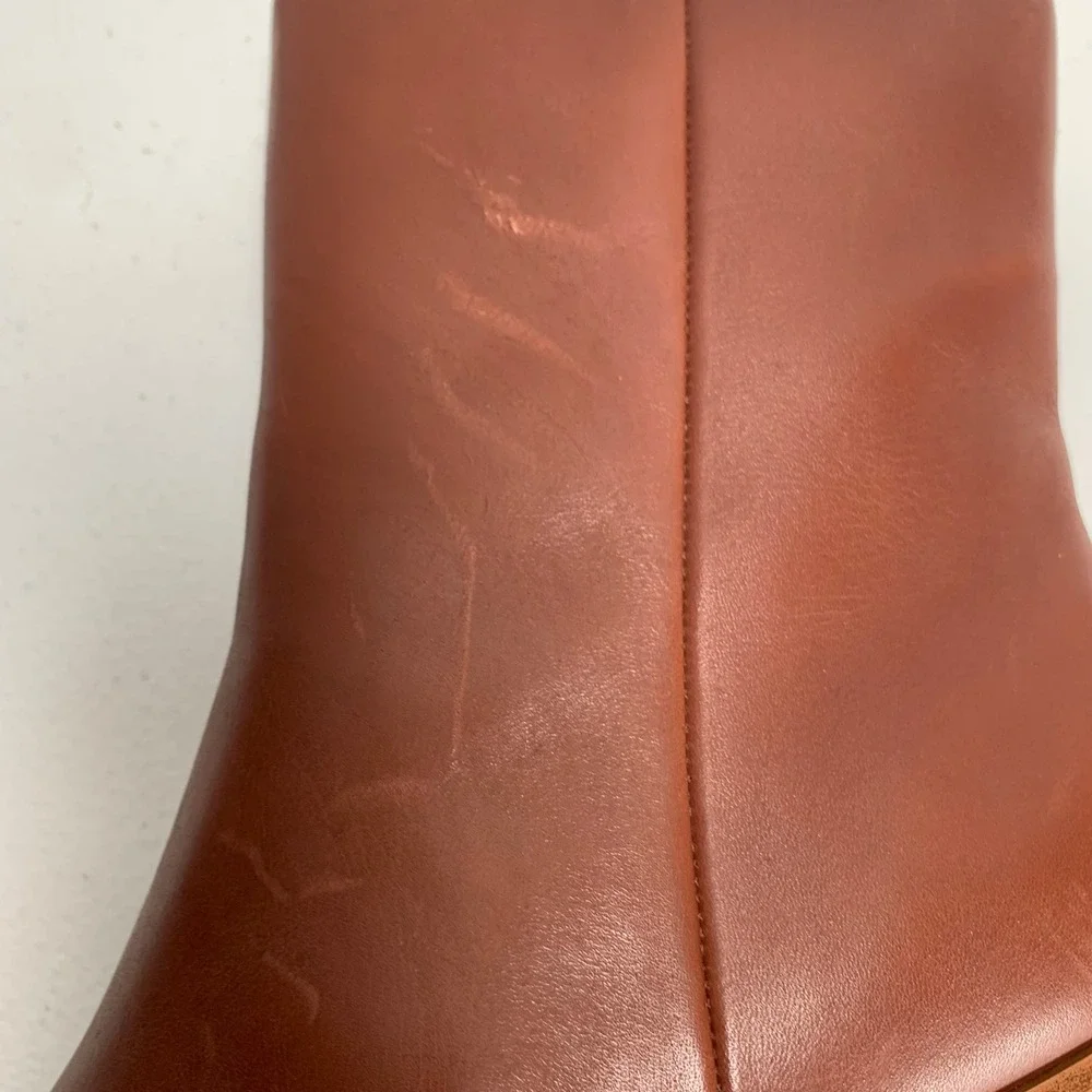 Marc Fisher Lysia Brown Leather Ankle Boots Size 11 - Picture 4 of 10